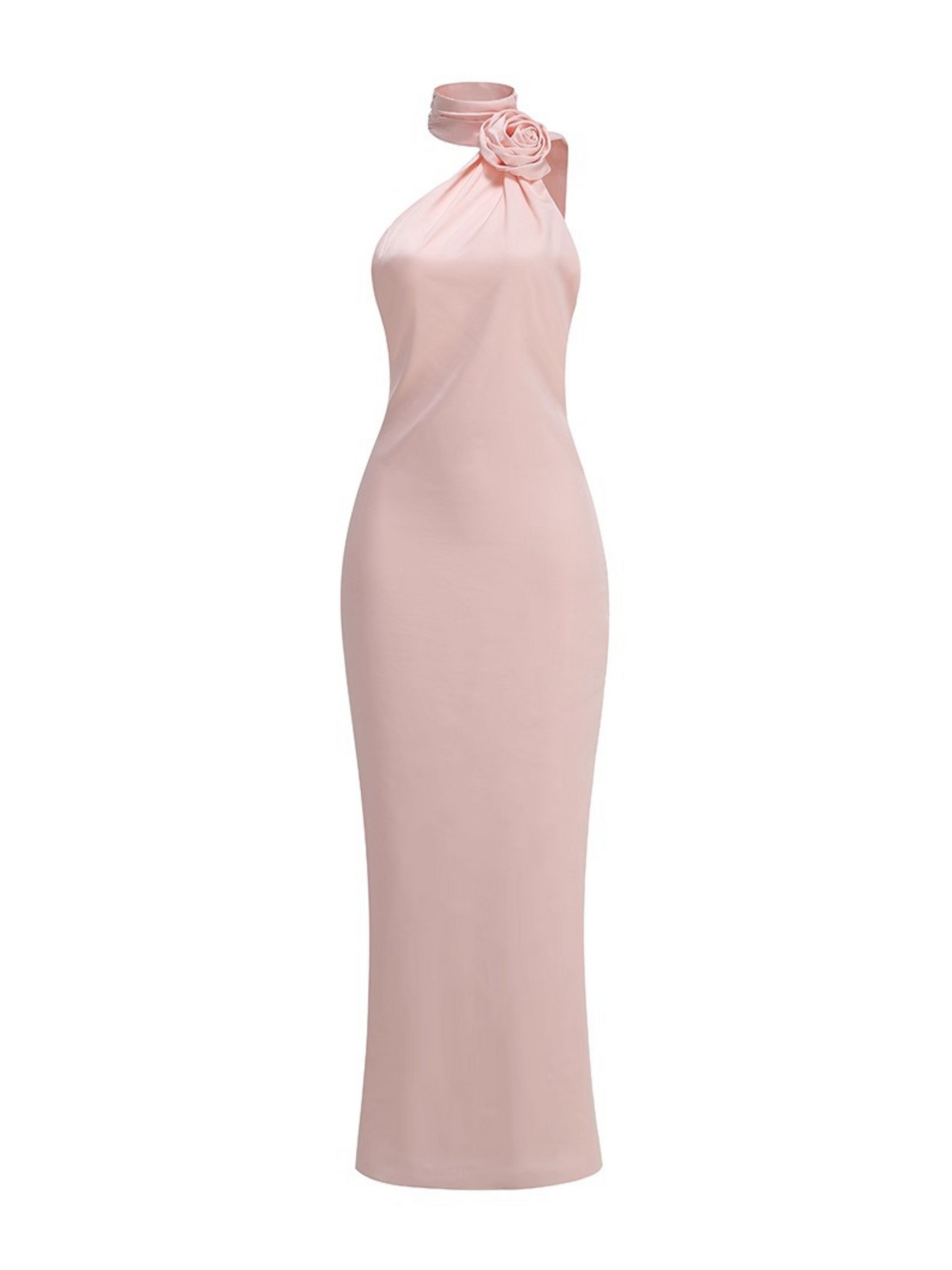 Maria One-Shoulder Satin Rose Gown