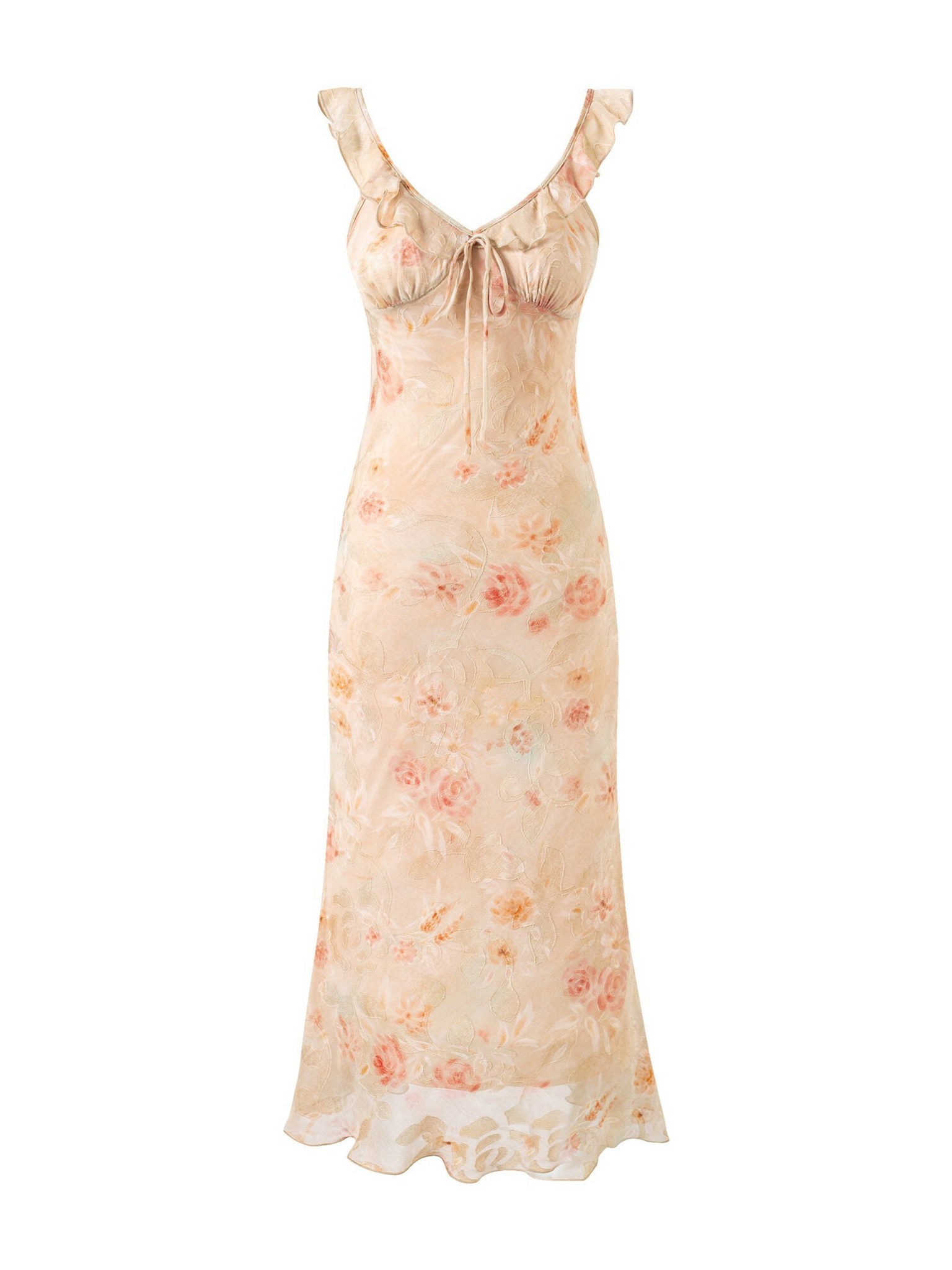 Eden Floral Ruffle Sheer Maxi Dress