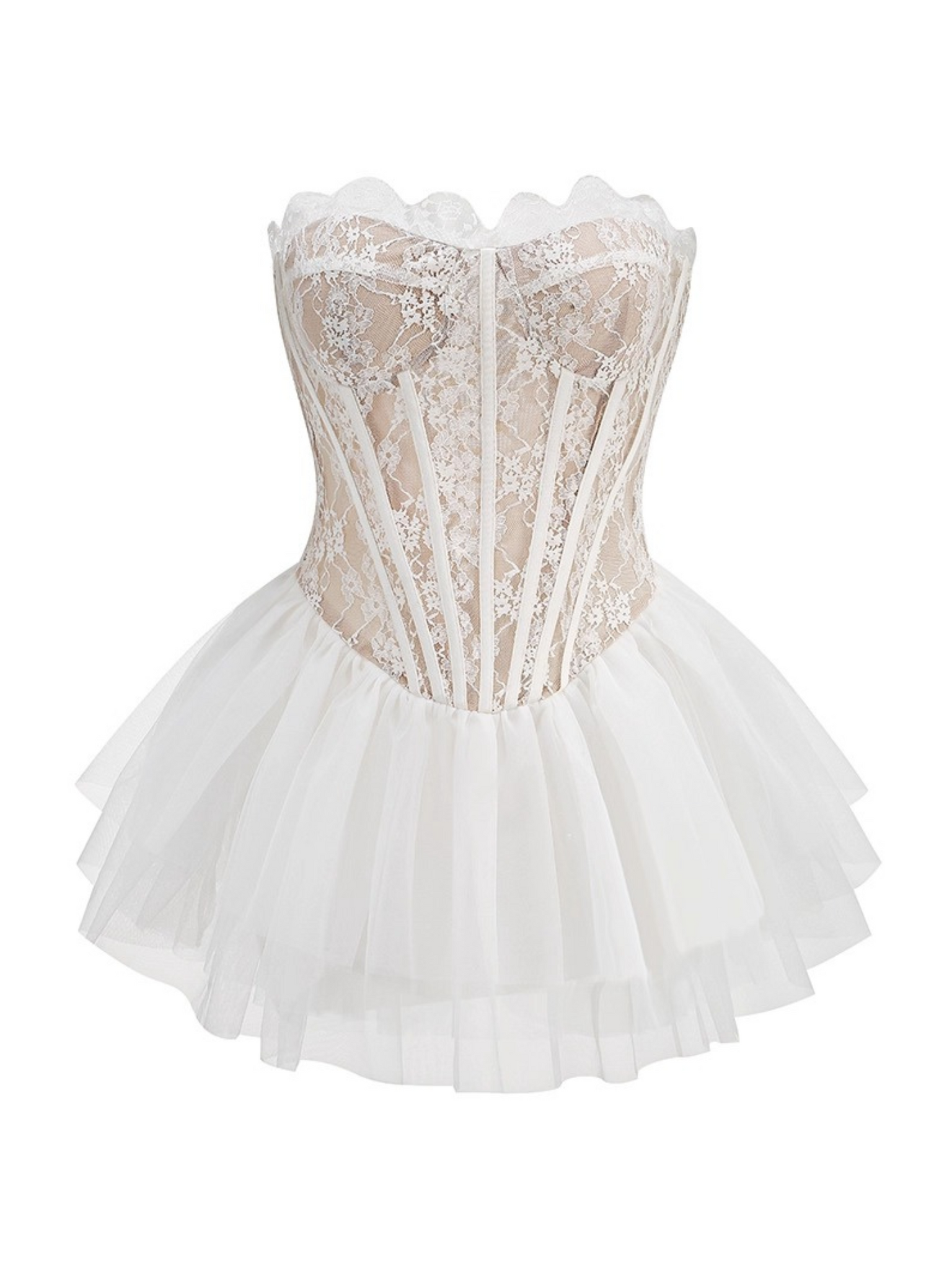 Eliana Lace Corset Tulle Mini Dress
