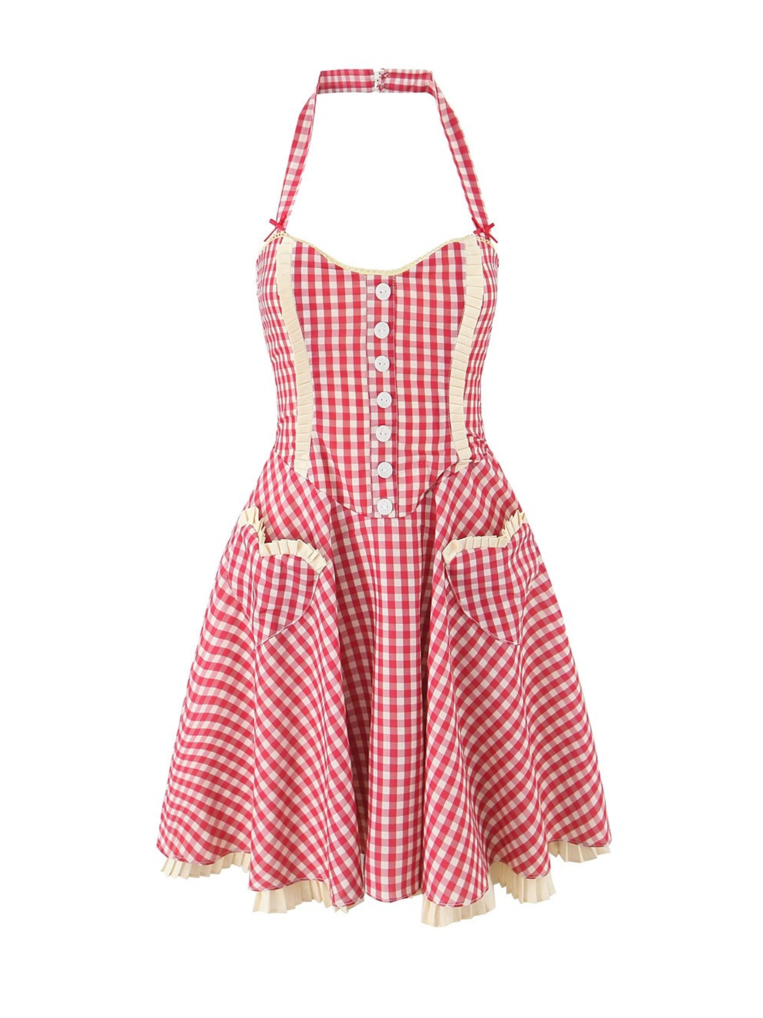 Svea Halter Plaid Mini Dress