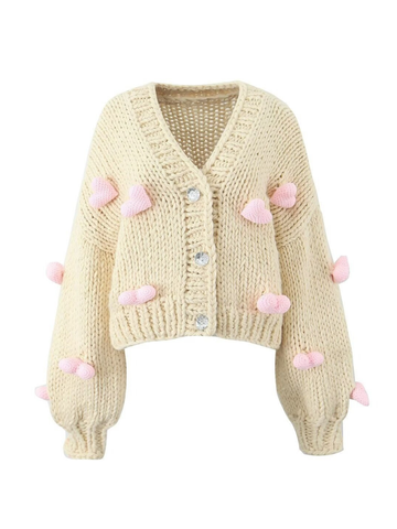 Elena 3D Heart Knit Cardigan