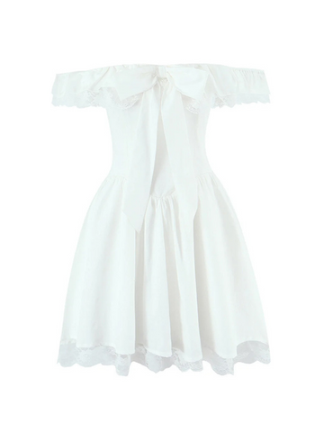 Ashleen Off Shoulder Ribbon Mini Dress