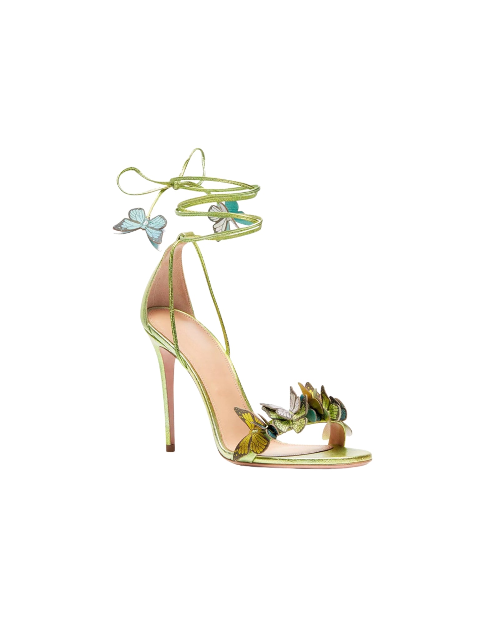 Eleina Butterfly Lace-Up Heels in Green