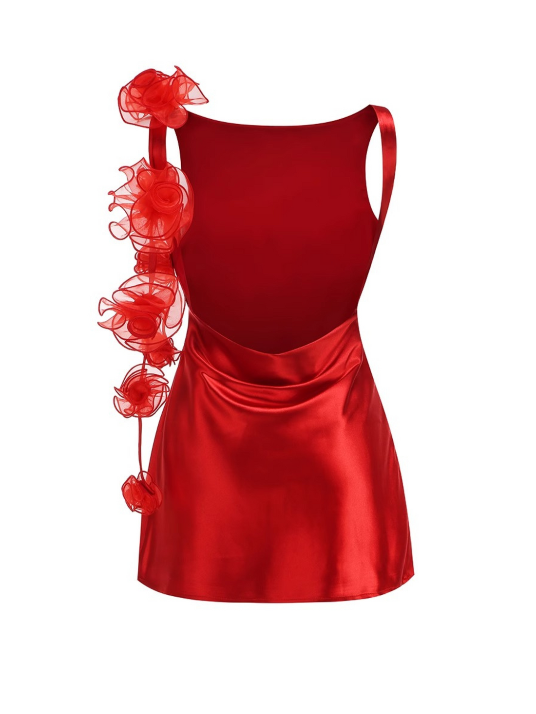 Rosalia Satin Bloom Mini Dress