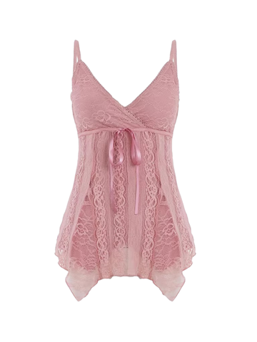 Neila Pink Lace Jacquard Cami