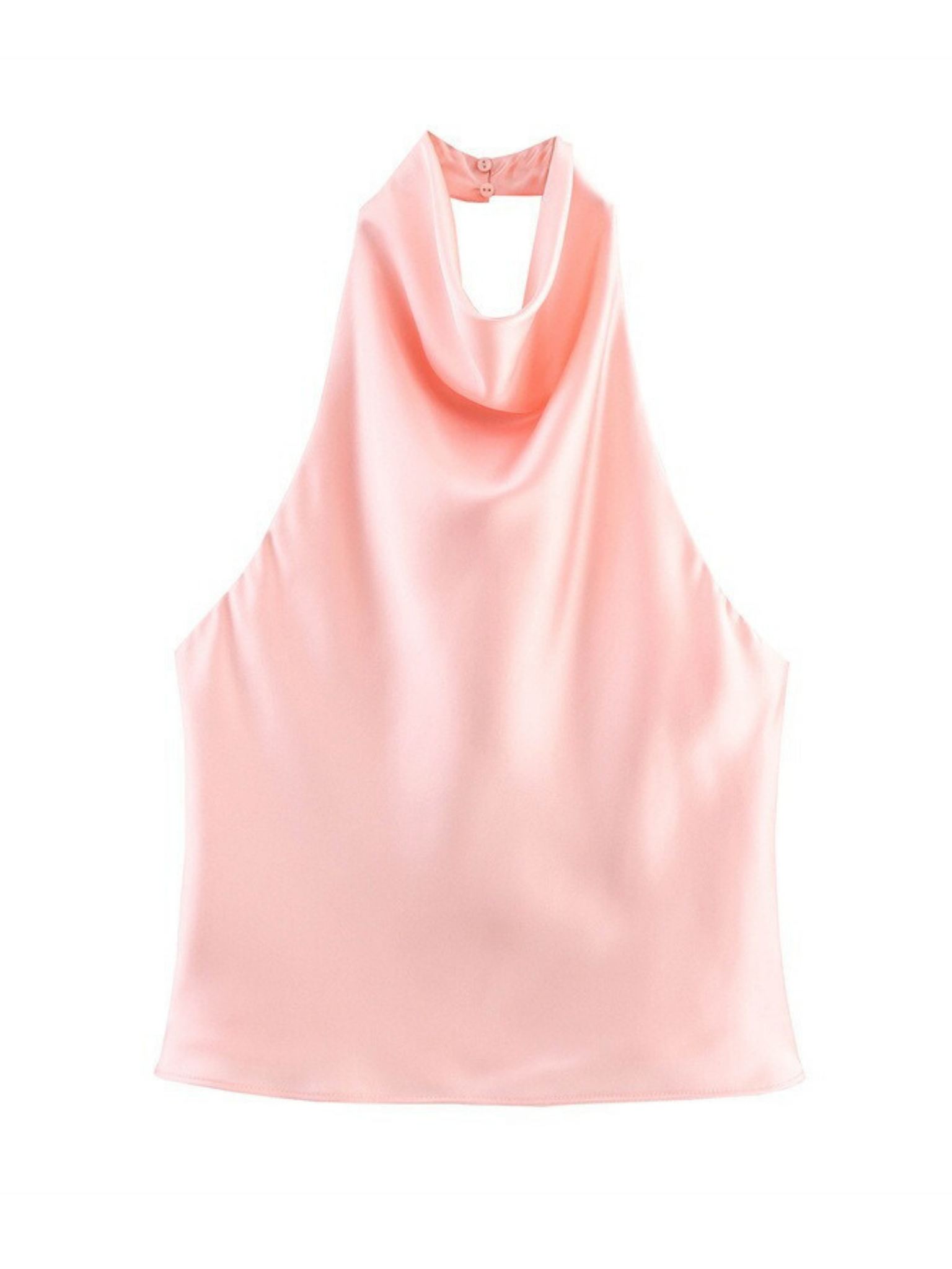 Akila Satin Button-Up Backless Top