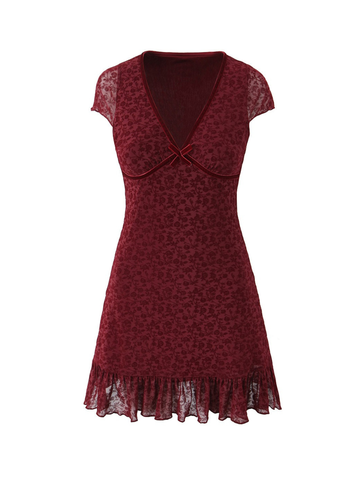 Jacqueline Flocked Bow Mini Dress