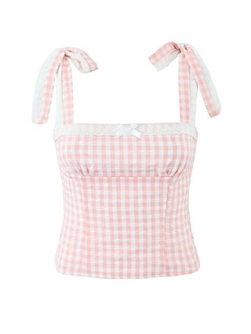 Amarah Plaid Lace Detail Camisole