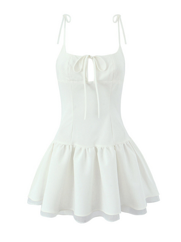 Sasha Ruffle Hem Tie-Strap Mini Dress