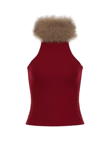 Pamela Fur Neck Tank Top