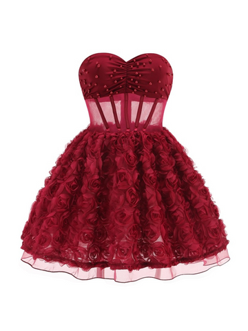 Bliss Rose Bloom Strapless Corset Mini Dress