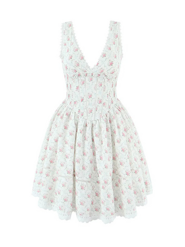 Braylyn Lace Detail Floral Mini Dress