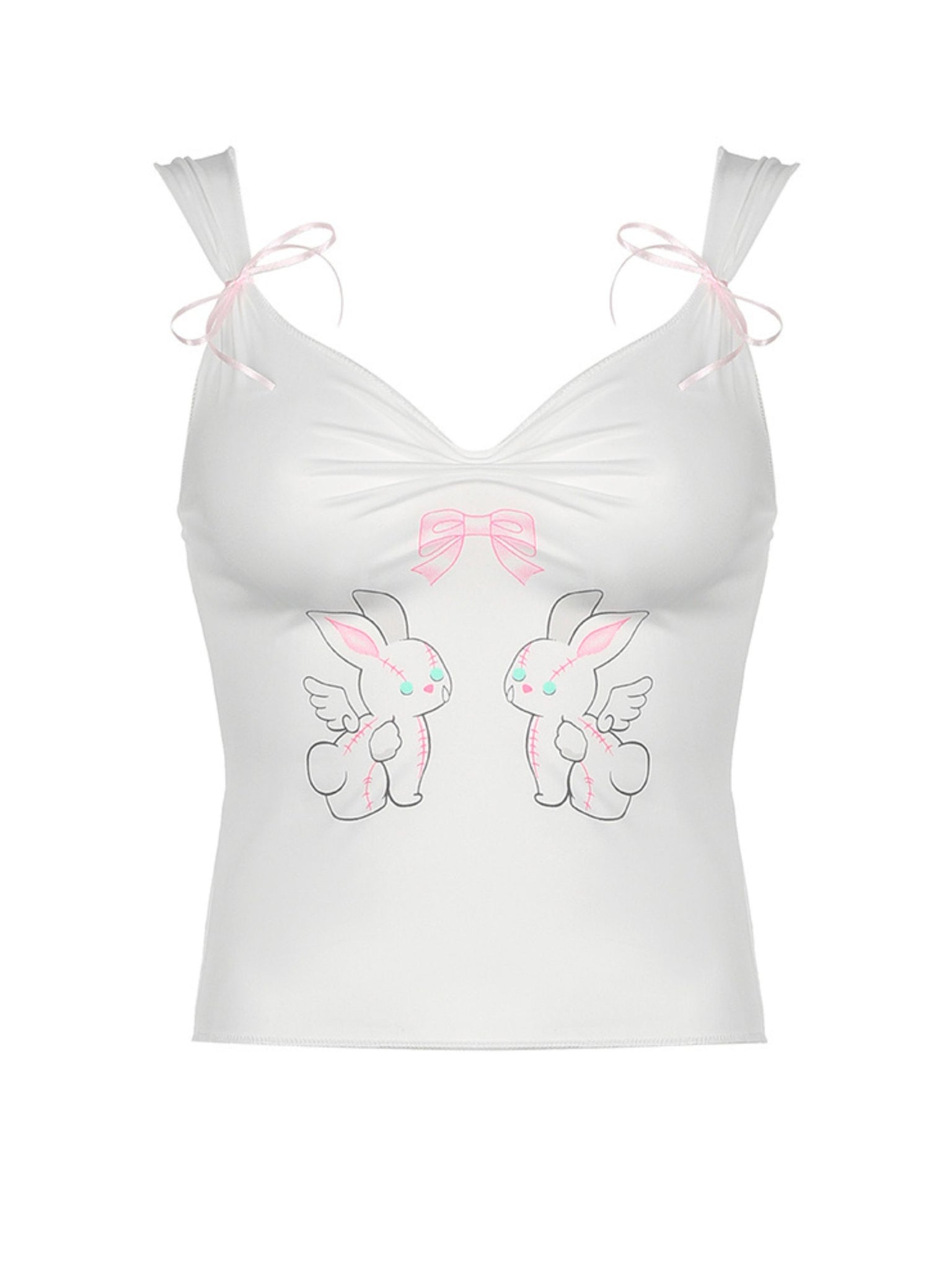 Hana Rabbit Print Top in White