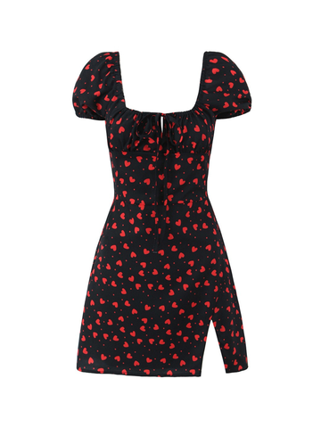 Elynn Short Sleeve Heart Print Mini Dress