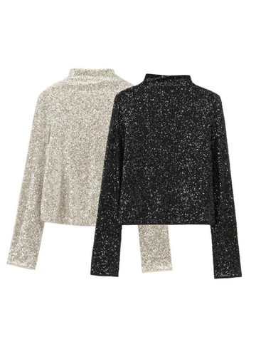 Ayah Sequin Long Sleeve Top