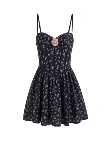 Noir Bloom Rose Corset Mini Dress