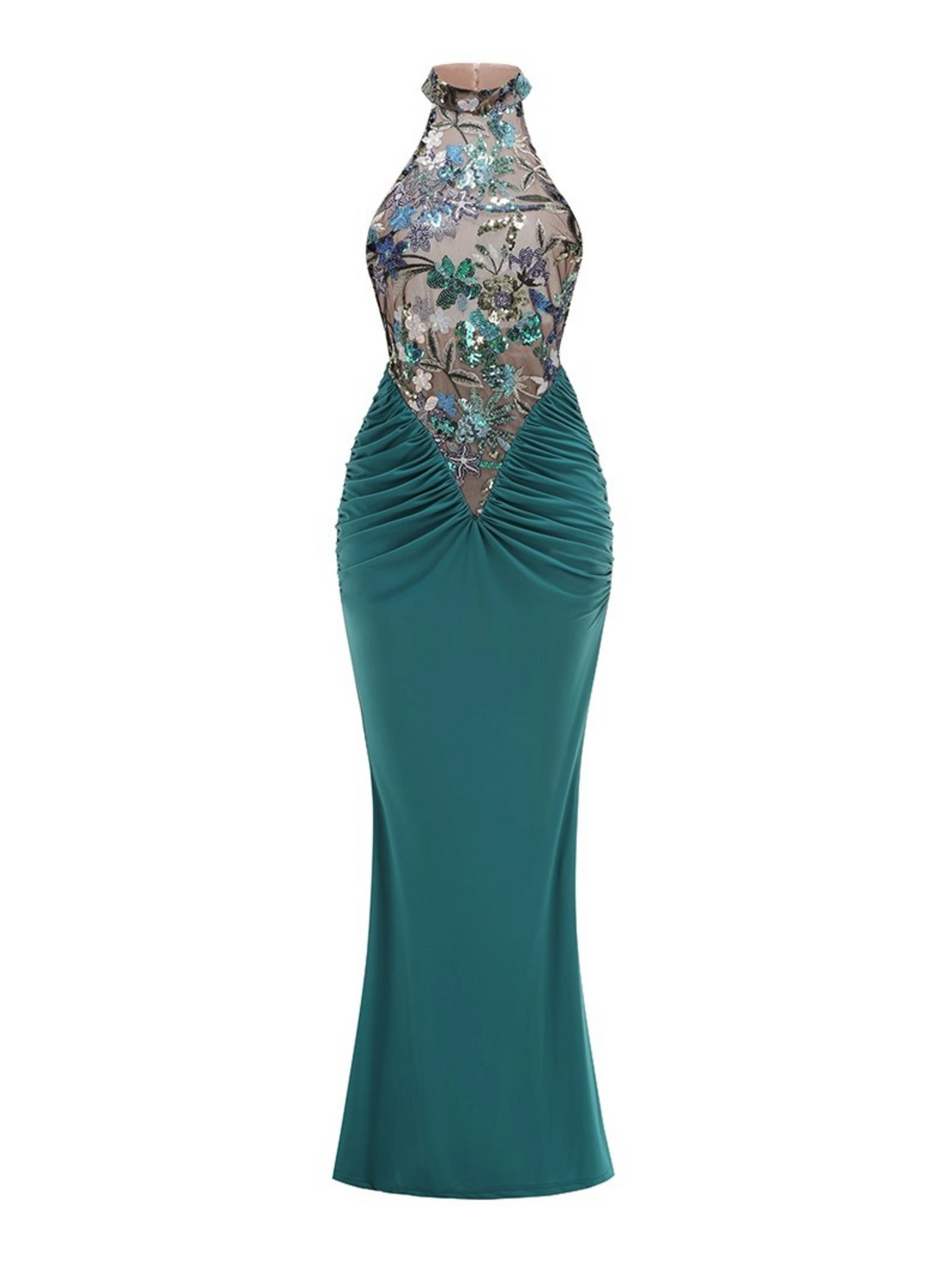Natalia Sequin Halter Gown