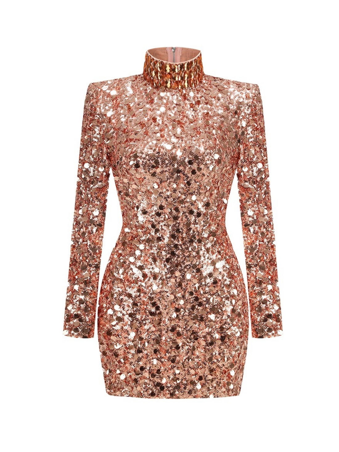 rose gold sequin detail long sleeve bodycon dress JSKUMAR Jskuamr Women Sequin Dress Long Sleeve Crew Neck Bodycon Ruched Party Cocktail Mini Dress Prom Dress Rose Gold,XL, Women's