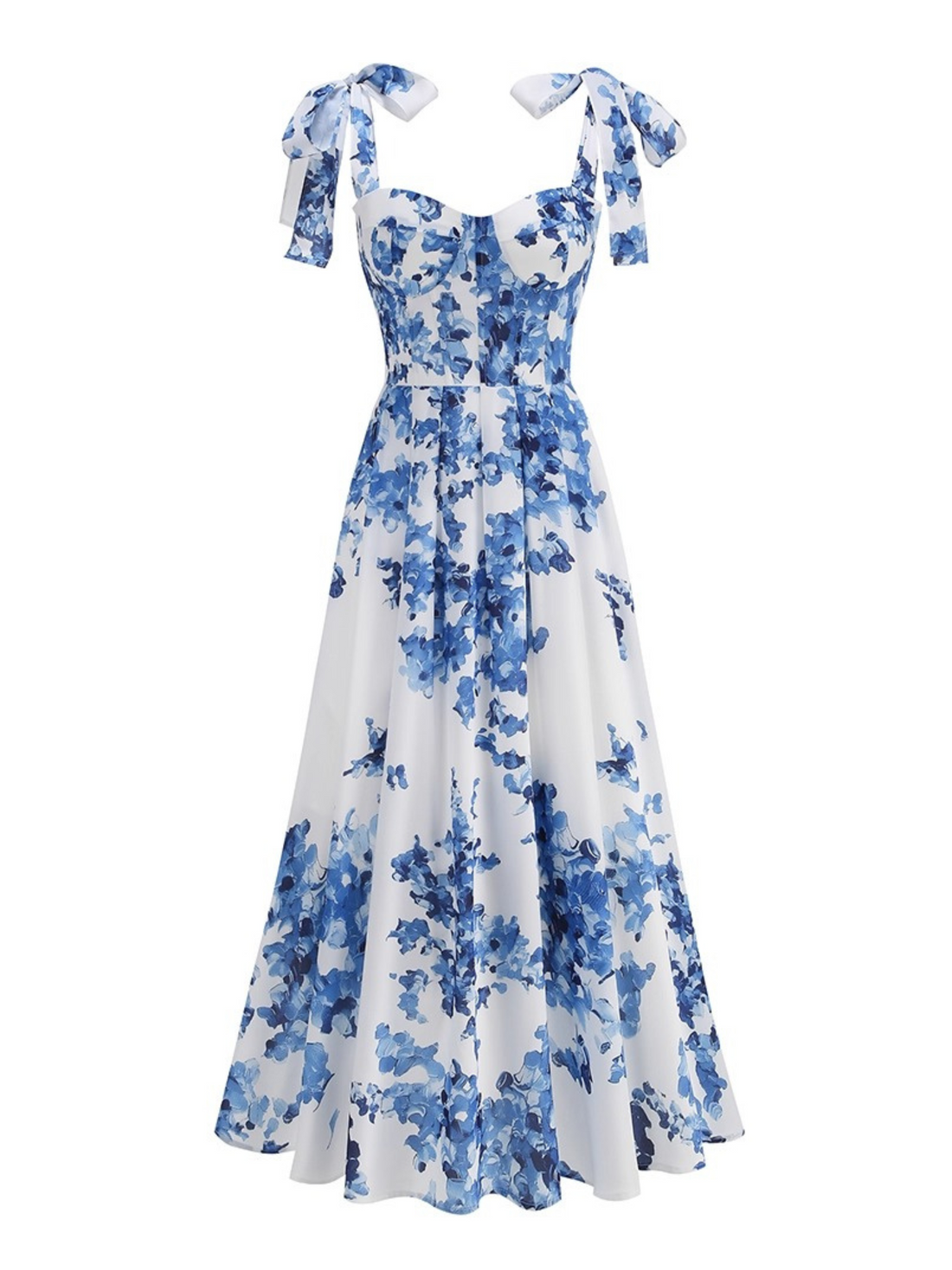 Nina Bow Strap Floral Midi Dress