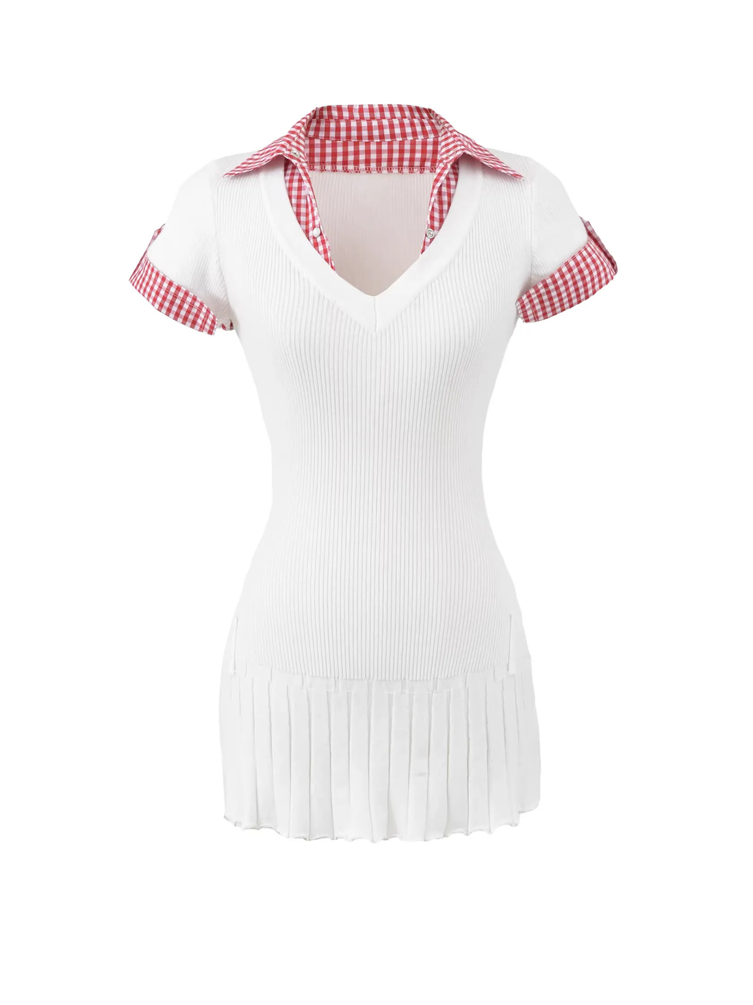 Elva Gingham Collar Knit Mini Dress