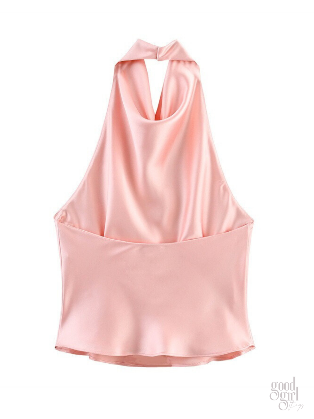 Akila Satin Button-Up Backless Top