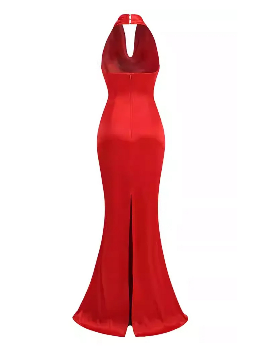 Scarlet Drape Halter Gown