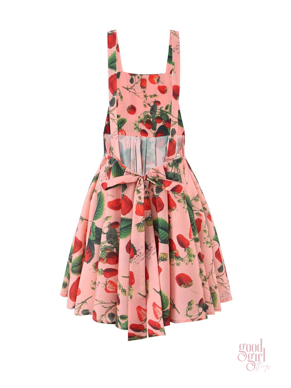 Yusra Strawberry Print Dress - Back Bow Detail