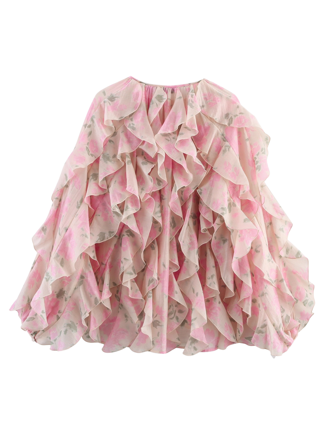 Maddox Floral Ruffle Lace-Up Blouse