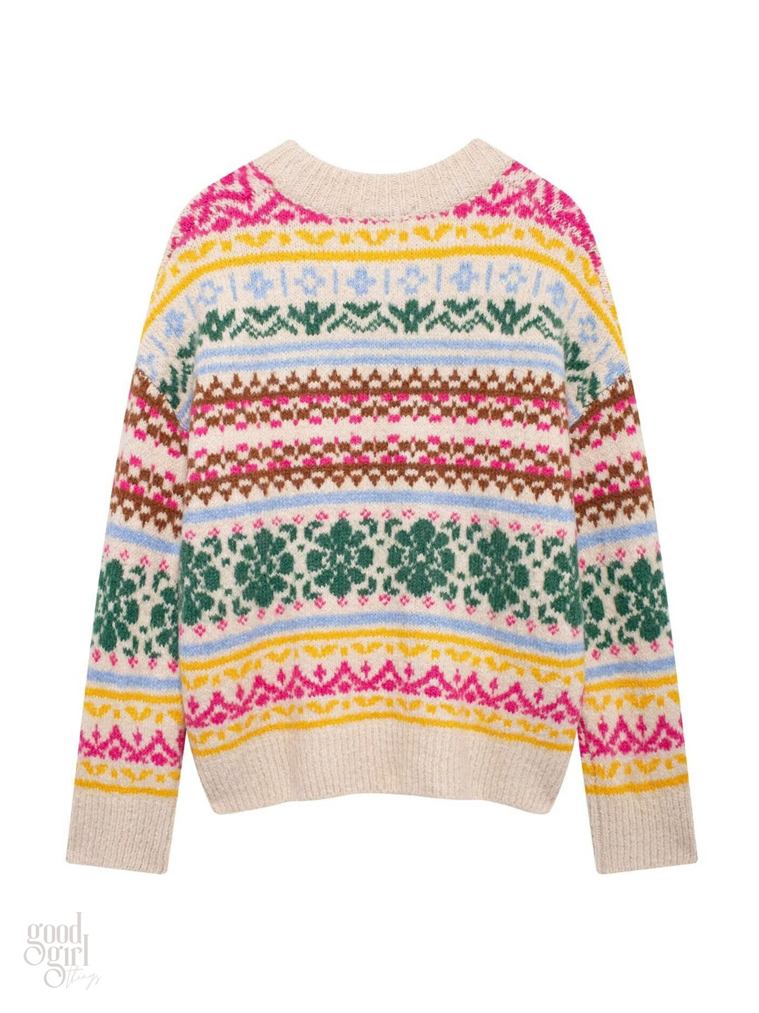 Terri Contrasting Jacquard Sweater