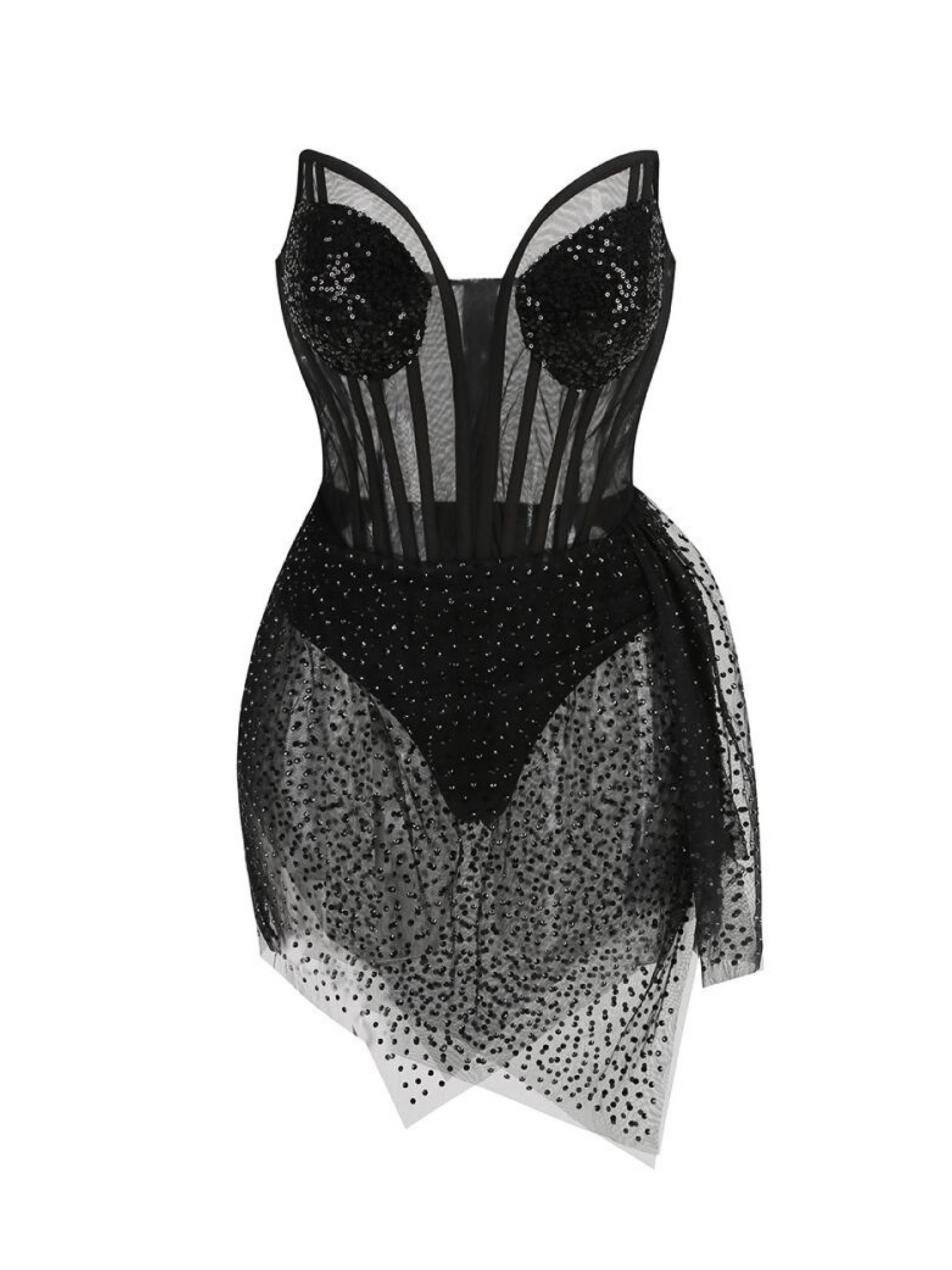 Silvana Mesh Rhinestone Corset Mini Dress Silvana Mesh Rhinestone Corset Mini Dress