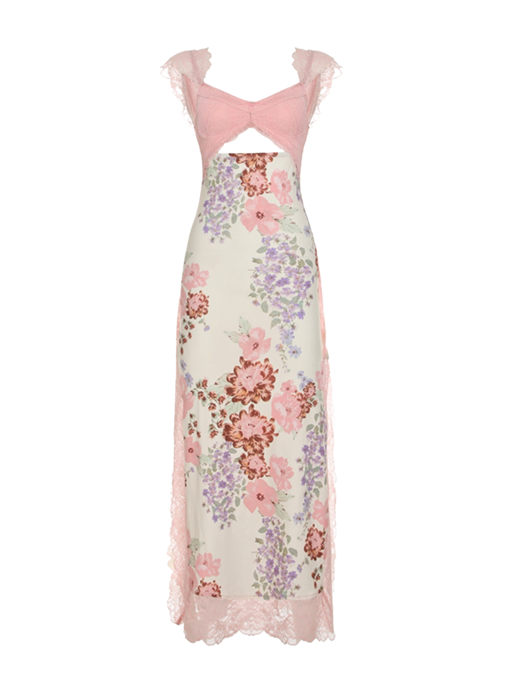 fitted lace wedding dress Analise Floral Maxi Dress in Pink