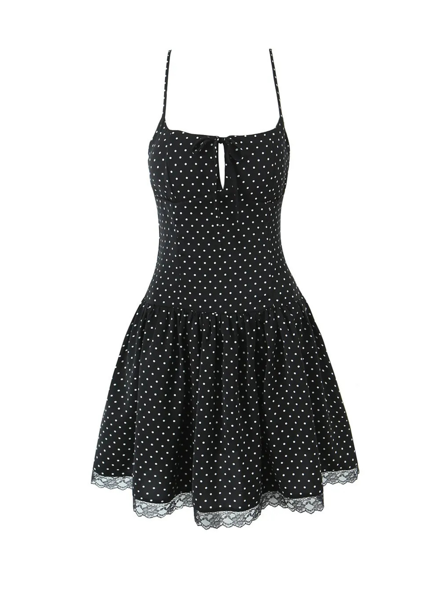 Sky Polka Dot Lace Mini Dress