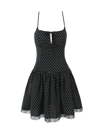Sky Polka Dot Lace Mini Dress
