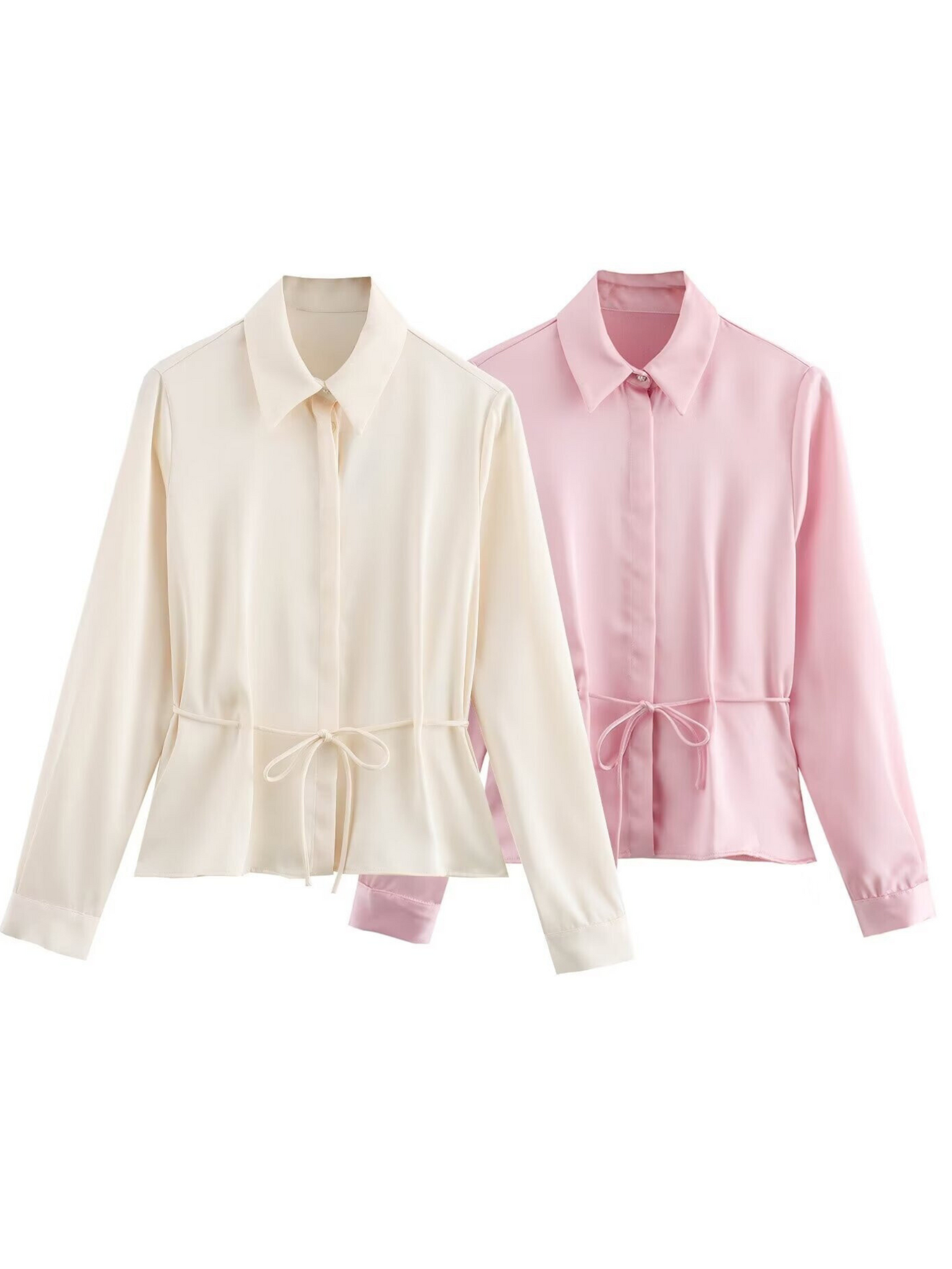 Jaida Satin Tie-Waist Shirt