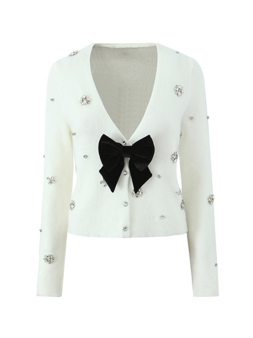 Myracle Rhinestone Bow Cardigan