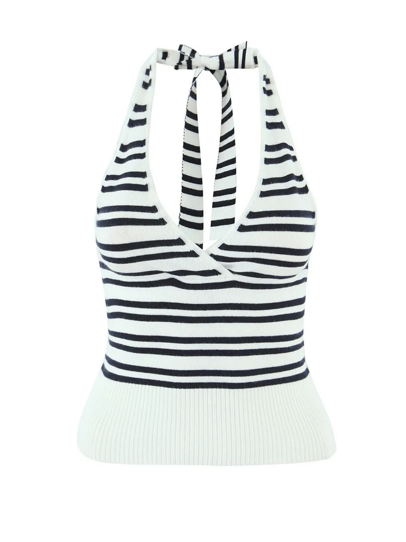 Brie Striped Knit Tie-Back Crop Top