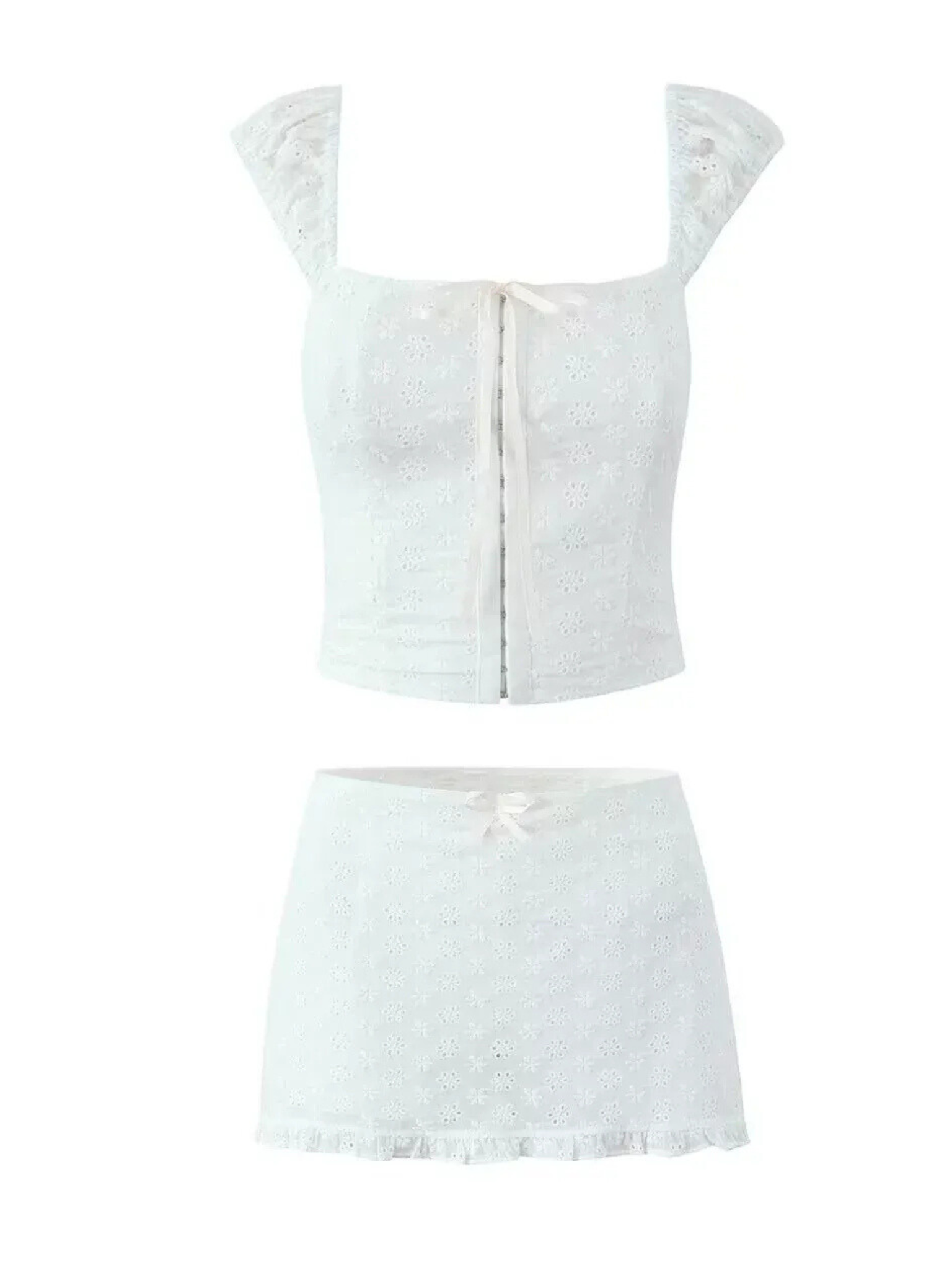 Kelsea Embroidered Lace Skirt Set