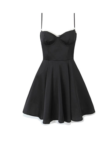 Moon Mini Gown Dress in Black