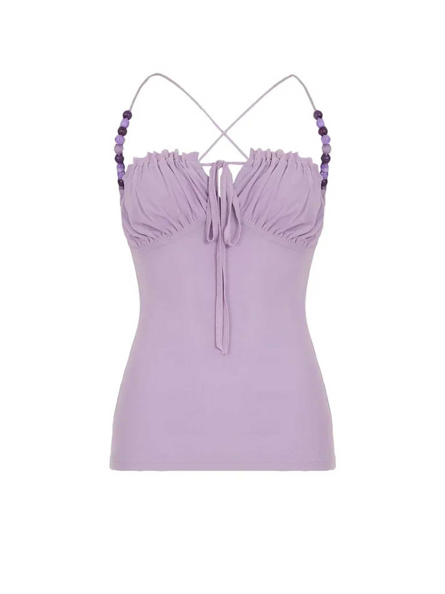 Elivia Beaded Strap Ruched Top