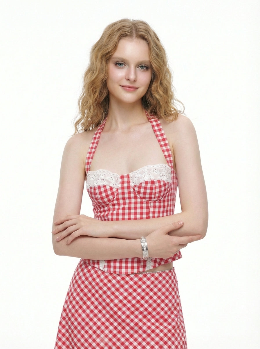 Diem Gingham Corset Top