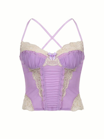 Erma Lace Corset Top in Purple