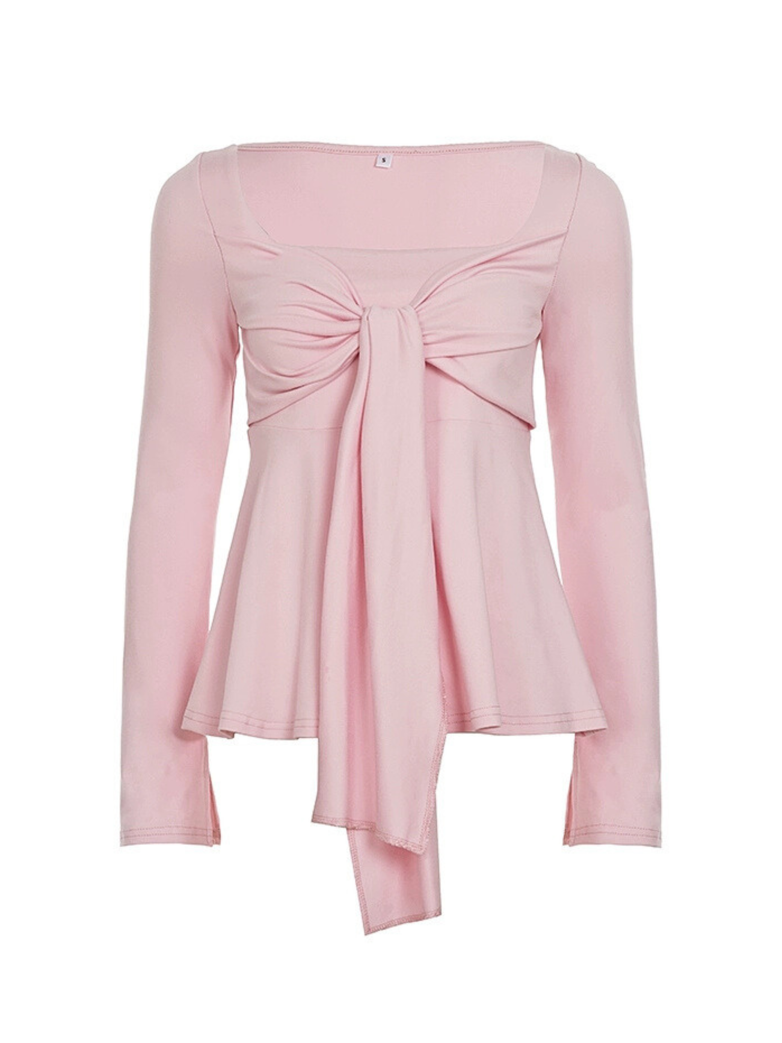 Annabel Pink Bow Square Neck Top