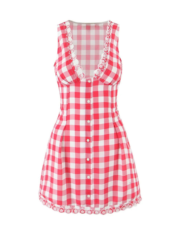 Astoria Plaid Lace Mini Dress