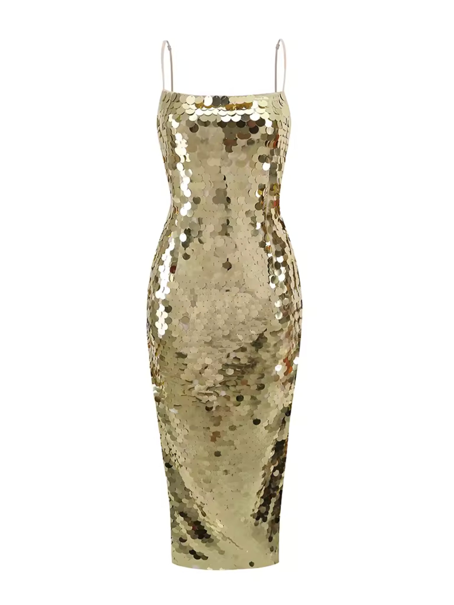 Ilsa Sequin Midi Dress in Gold