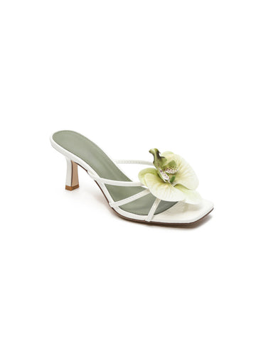 Helene Floral Heels in Green