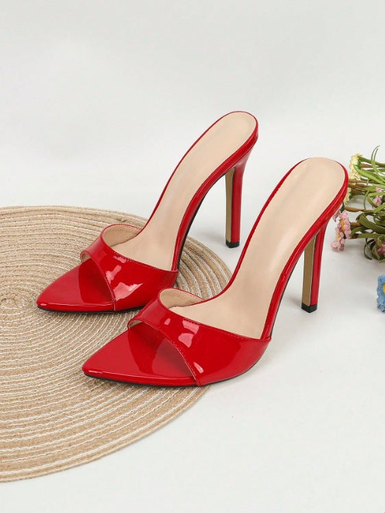 Rogue Open Toe Stiletto Heels - Red [F2HEJK3R]