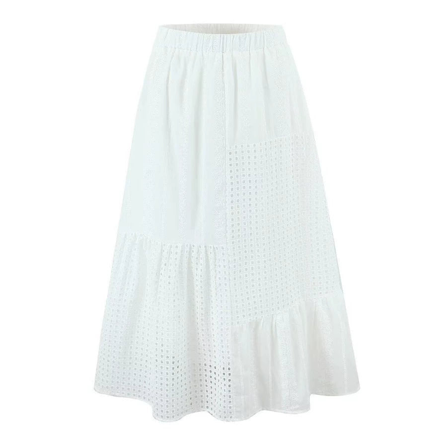 Jacie Embroidered Cut-Out Skirt Set - White Skirt [LWULG8WN]