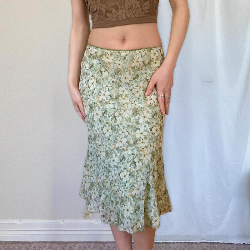 Litzy Mesh Floral Midi Skirt