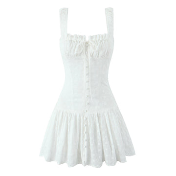 Jhene Embroidered Square Neck Dress - White [BASQG5I4]