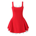 Adelyne Square-Neck Bow Back Mini Dress - Red [OU1ZFFJ2]
